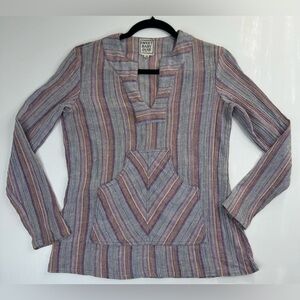 VTG 60’s Sweet Baby Jane Boho Hippie Stretch Split Neck Blouse Medium